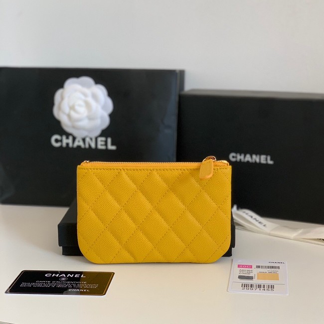 Chanel Calfskin Leather & Gold-Tone Metal A69271 yellow