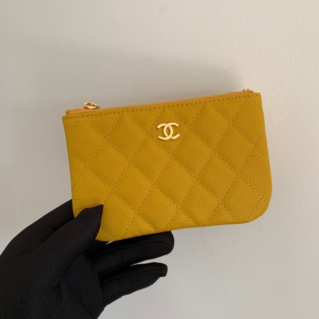 Chanel Calfskin Leather & Gold-Tone Metal A69271 yellow