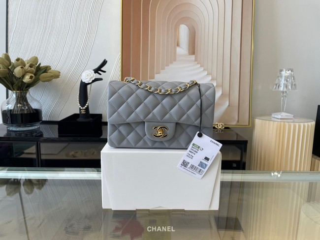 Chanel Classic Flap Bag Original Sheepskin Leather A1116 gray blue&Gold-Tone Metal
