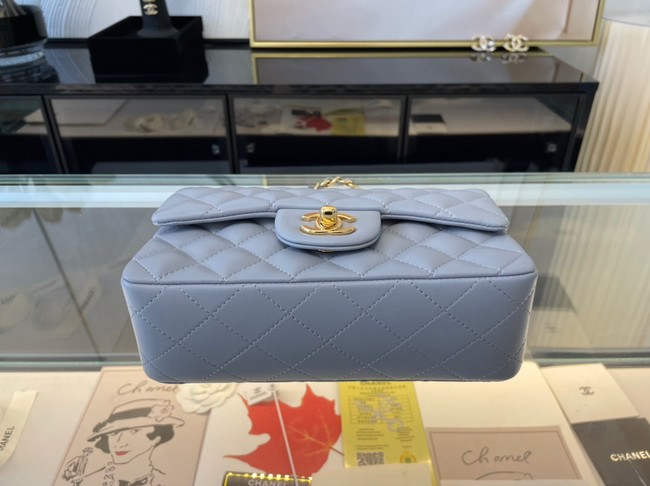 Chanel Classic Flap Bag Original Sheepskin Leather A1116 gray blue&Gold-Tone Metal