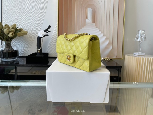 Chanel Classic Flap Bag Original Sheepskin Leather A1116 lemon&Gold-Tone Metal