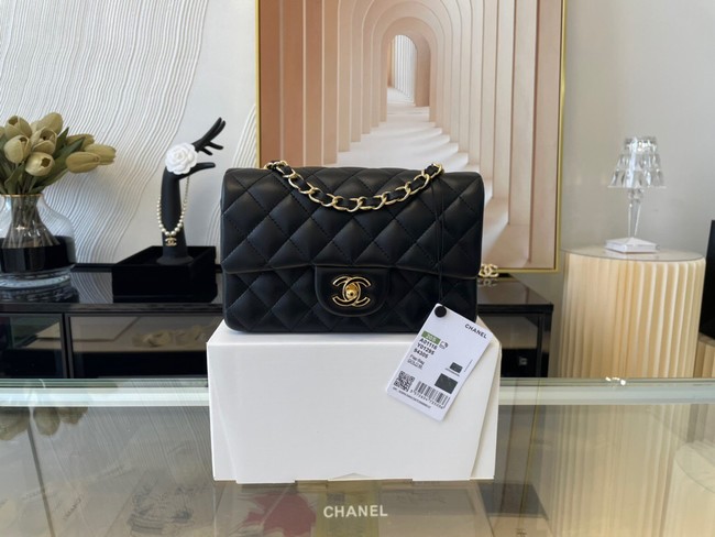 Chanel mini Classic Flap Bag Original Sheepskin Leather A1116 black&Gold-Tone Metal