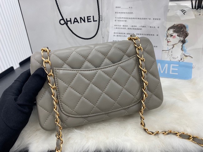 Chanel mini Classic Flap Bag Original Sheepskin Leather A1116 gray&Gold-Tone Metal