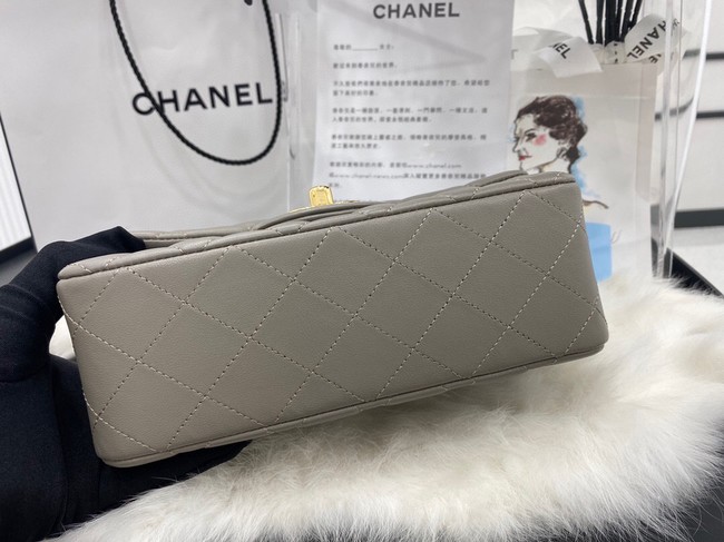 Chanel mini Classic Flap Bag Original Sheepskin Leather A1116 gray&Gold-Tone Metal