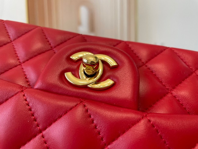 Chanel mini Classic Flap Bag Original Sheepskin Leather A1116 red&Gold-Tone Metal