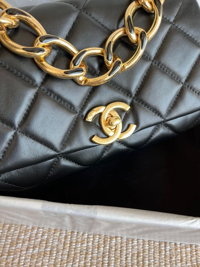 Chanel FLAP BAG Lambskin & Gold-Tone Metal AS3366 black