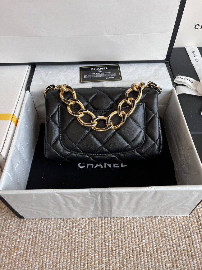 Chanel FLAP BAG Lambskin & Gold-Tone Metal AS3366 black