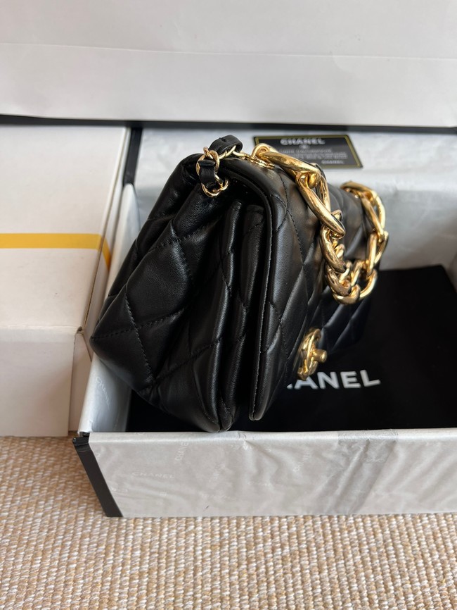 Chanel FLAP BAG Lambskin & Gold-Tone Metal AS3366 black