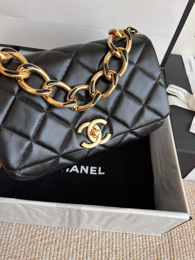 Chanel FLAP BAG Lambskin & Gold-Tone Metal AS3366 black