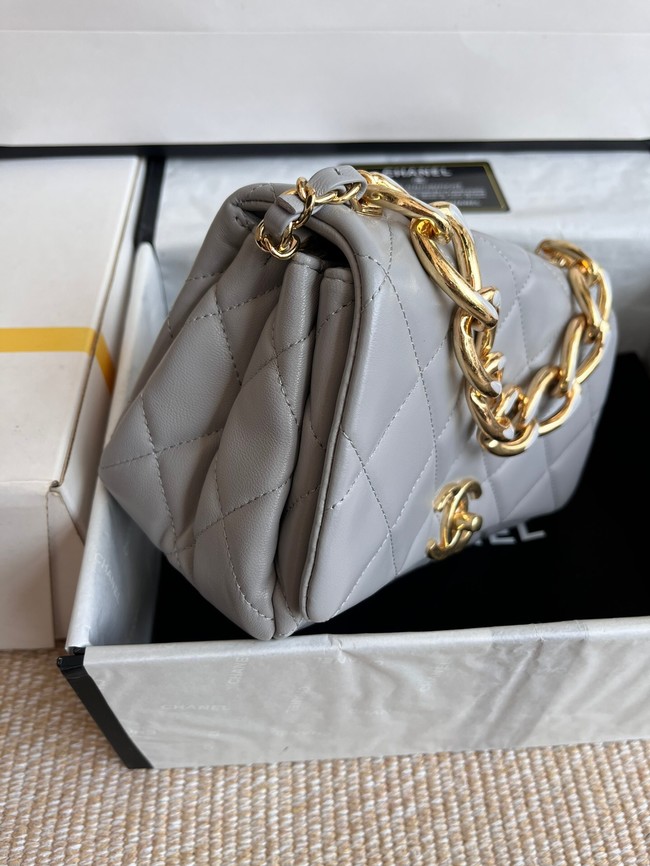 Chanel FLAP BAG Lambskin & Gold-Tone Metal AS3366 gray