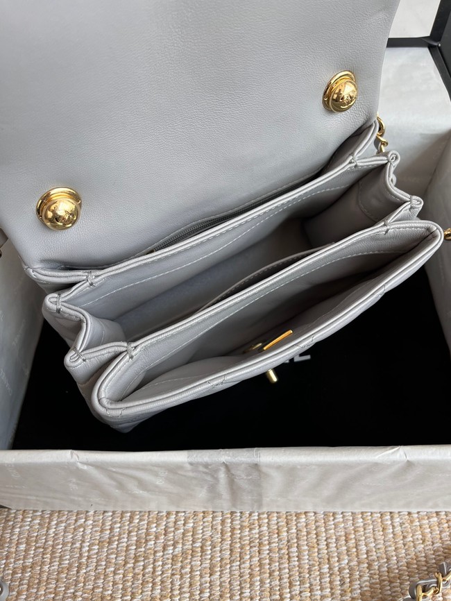Chanel FLAP BAG Lambskin & Gold-Tone Metal AS3366 gray