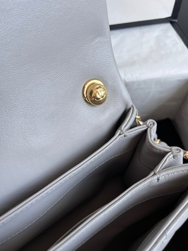 Chanel FLAP BAG Lambskin & Gold-Tone Metal AS3366 gray