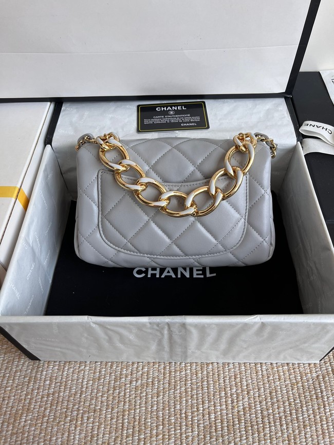 Chanel FLAP BAG Lambskin & Gold-Tone Metal AS3366 gray