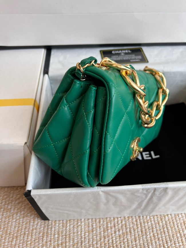 Chanel FLAP BAG Lambskin & Gold-Tone Metal AS3366 green