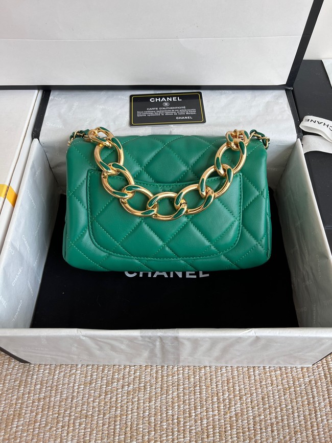 Chanel FLAP BAG Lambskin & Gold-Tone Metal AS3366 green