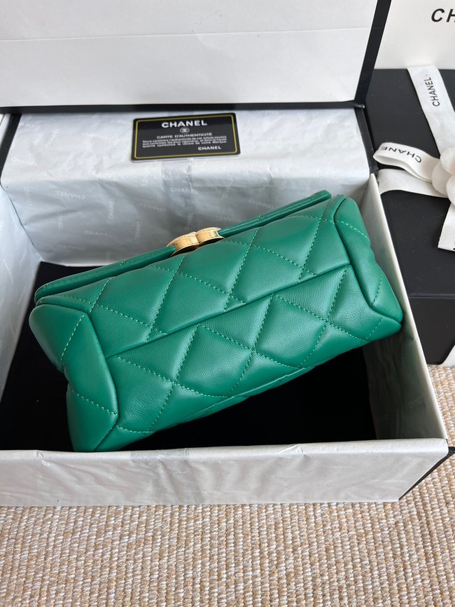 Chanel FLAP BAG Lambskin & Gold-Tone Metal AS3366 green