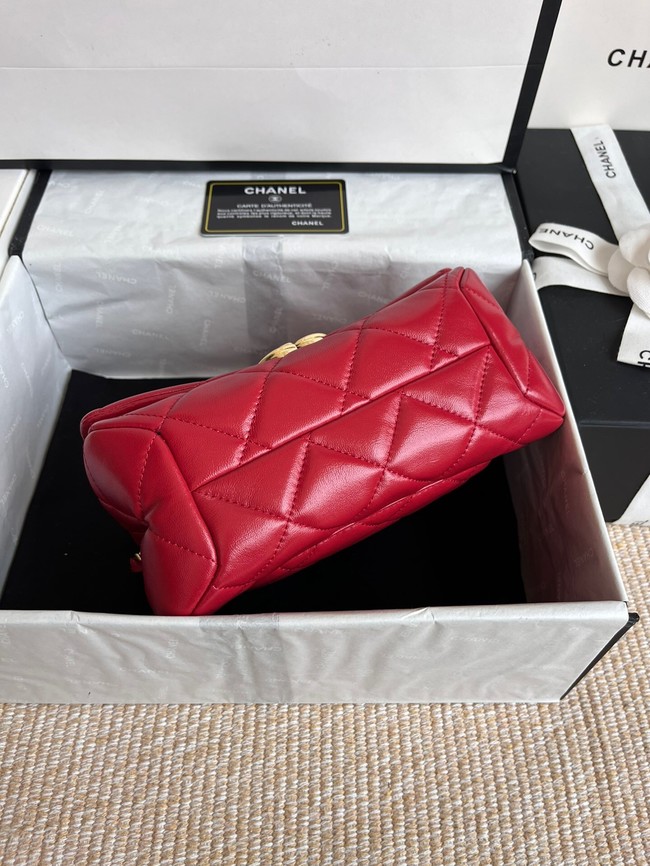 Chanel FLAP BAG Lambskin & Gold-Tone Metal AS3366 red