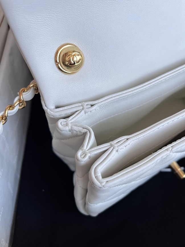 Chanel FLAP BAG Lambskin & Gold-Tone Metal AS3366 white