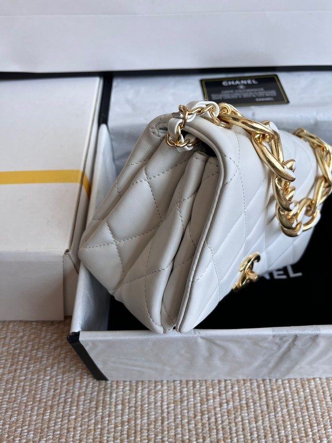 Chanel FLAP BAG Lambskin & Gold-Tone Metal AS3366 white