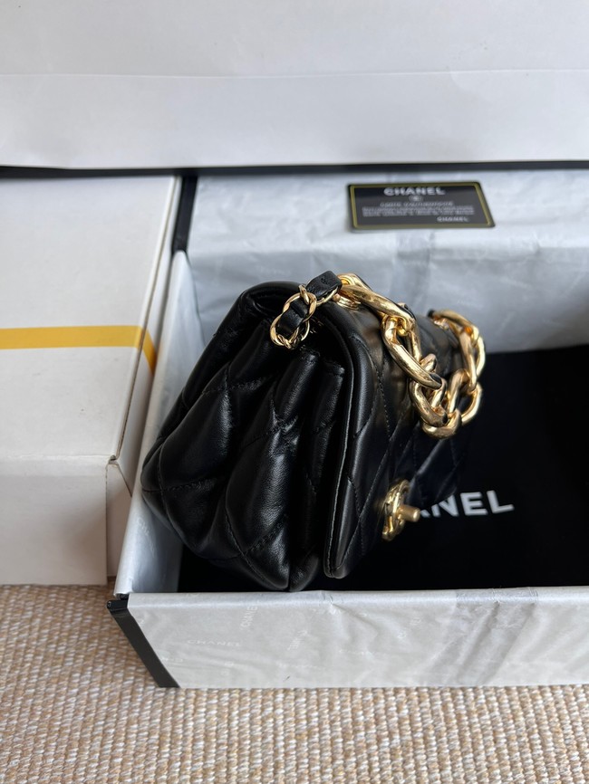 Chanel FLAP BAG Lambskin & Gold-Tone Metal AS3375 black