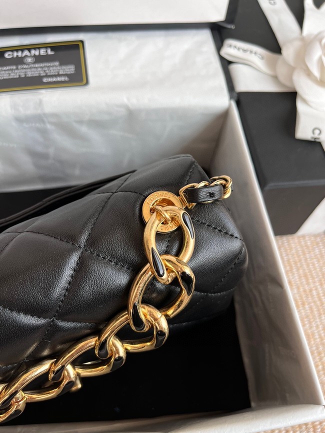 Chanel FLAP BAG Lambskin & Gold-Tone Metal AS3375 black