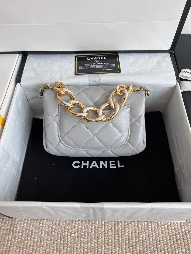 Chanel FLAP BAG Lambskin & Gold-Tone Metal AS3375 gray