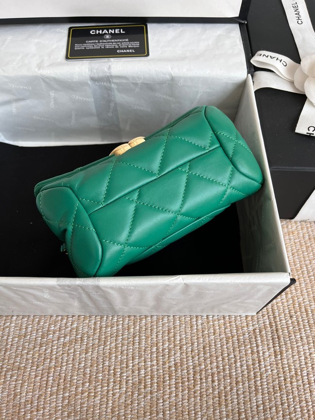 Chanel FLAP BAG Lambskin & Gold-Tone Metal AS3375 green