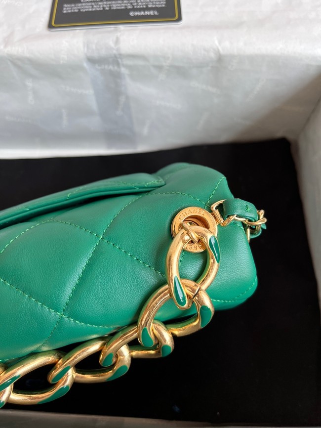 Chanel FLAP BAG Lambskin & Gold-Tone Metal AS3375 green