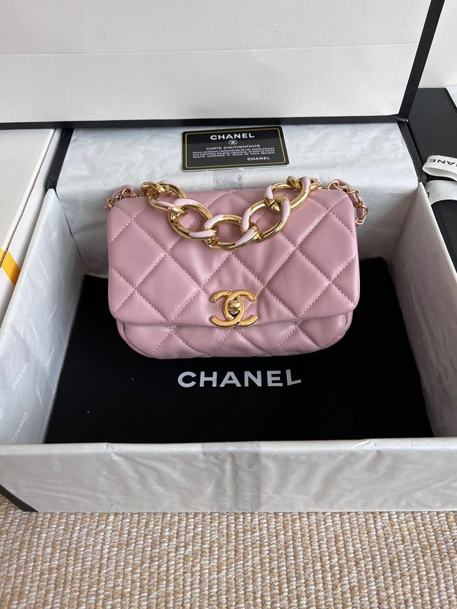 Chanel FLAP BAG Lambskin & Gold-Tone Metal AS3375 pink