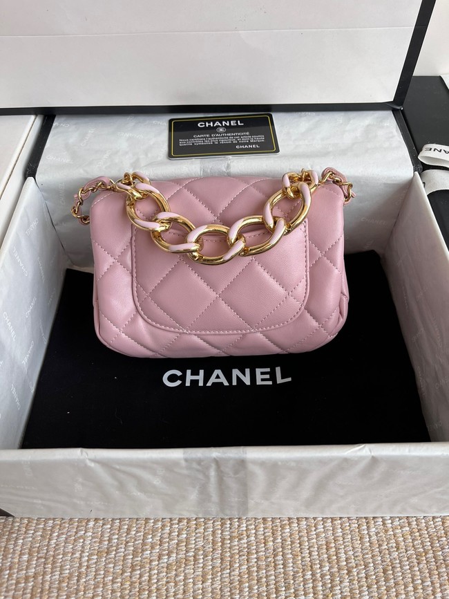 Chanel FLAP BAG Lambskin & Gold-Tone Metal AS3375 pink