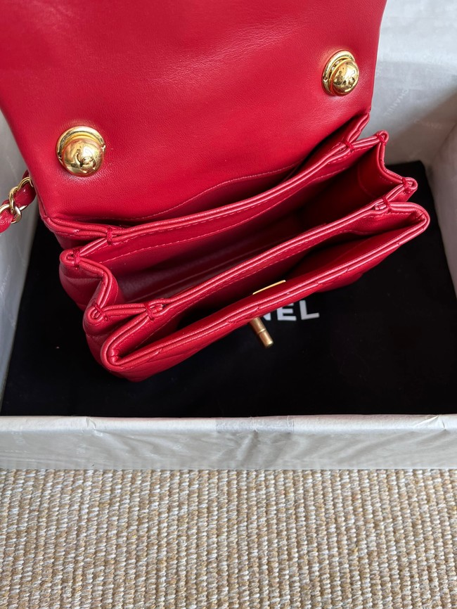 Chanel FLAP BAG Lambskin & Gold-Tone Metal AS3375 red