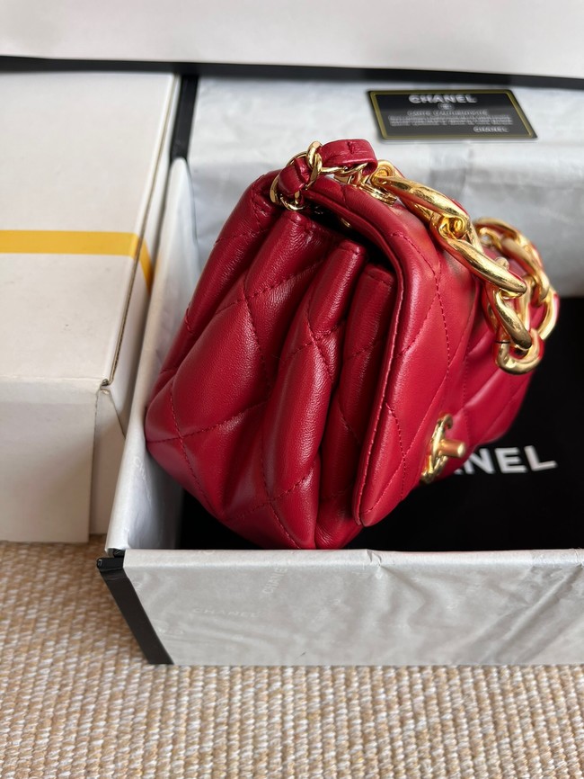 Chanel FLAP BAG Lambskin & Gold-Tone Metal AS3375 red