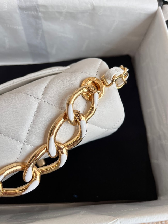 Chanel FLAP BAG Lambskin & Gold-Tone Metal AS3375 white