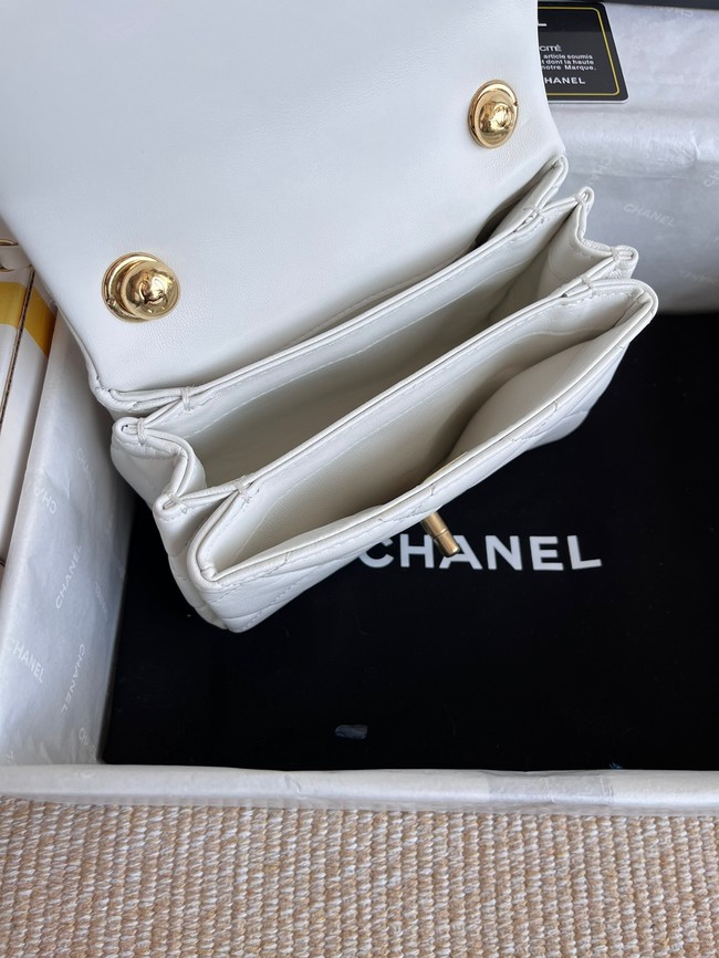 Chanel FLAP BAG Lambskin & Gold-Tone Metal AS3375 white