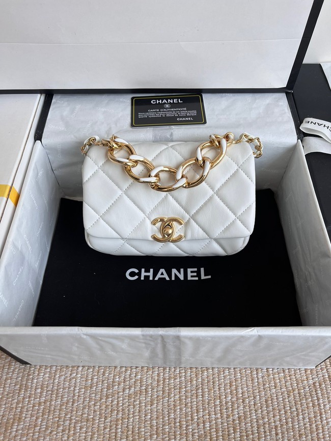 Chanel FLAP BAG Lambskin & Gold-Tone Metal AS3375 white