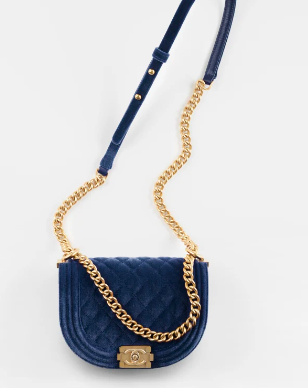 SMALL BOY CHANEL MESSENGER BAG AS3350 Navy Blue