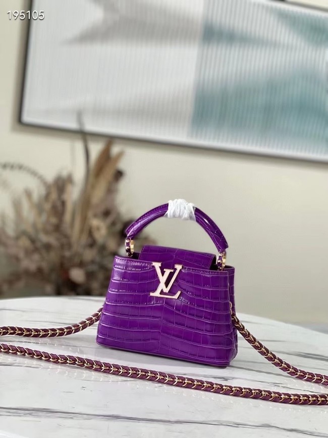 Louis Vuitton crocodile skin CAPUCINES MINI M81190 purple