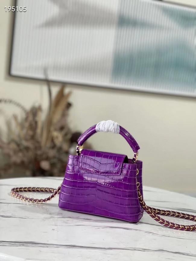 Louis Vuitton crocodile skin CAPUCINES MINI M81190 purple