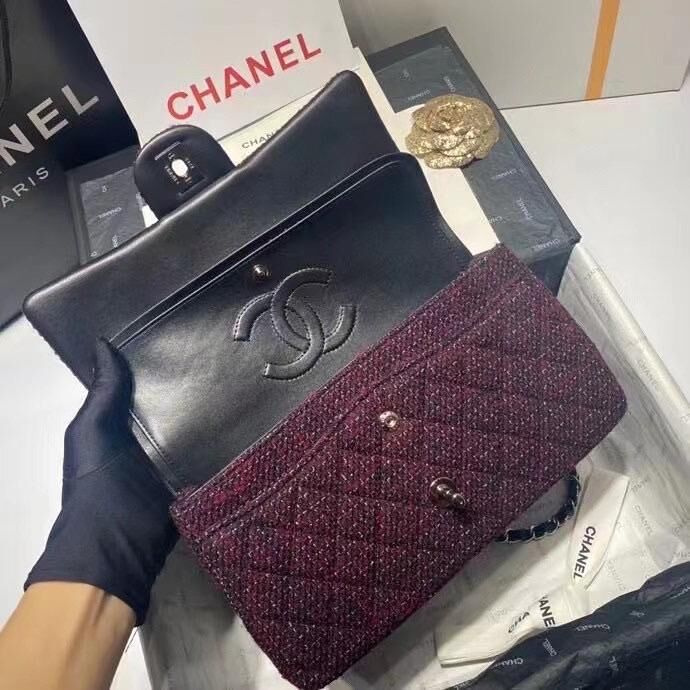 Chanel 2.55 Flap Bag 1112 Wine with Silver Hardware