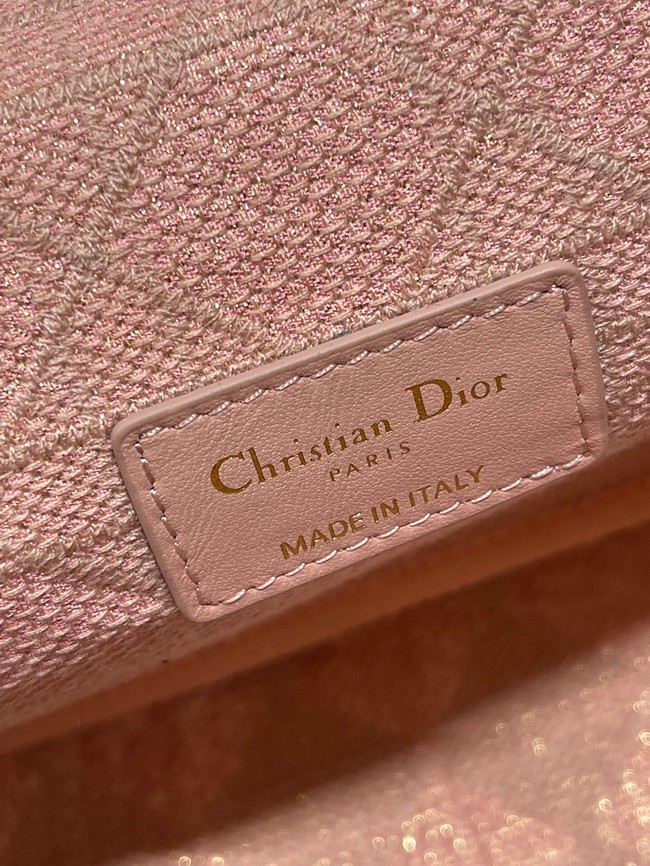 MEDIUM DIOR CARO BAG Macrocannage Tweed Embroidery M9242 pink