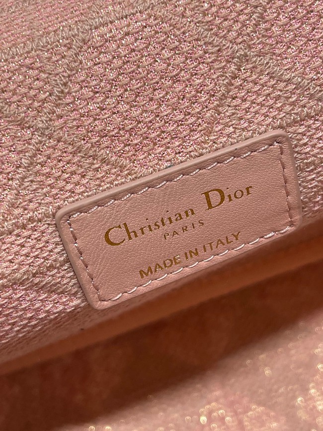 MEDIUM DIOR CARO BAG Macrocannage Tweed Embroidery M9242 pink