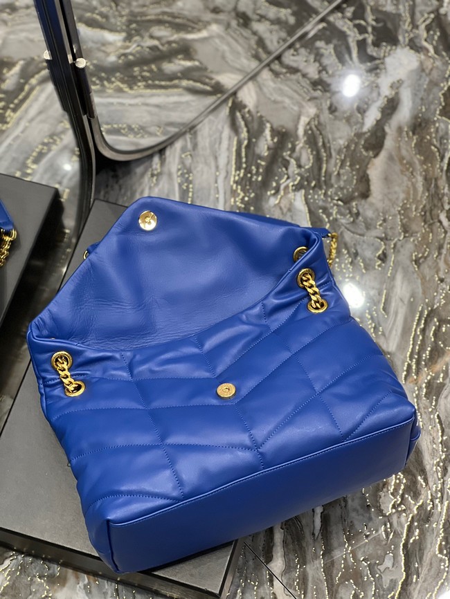 Yves Saint Laurent LOULOU PUFFER MEDIUM BAG IN QUILTED CRINKLED MATTE LEATHER Y577475 Electro optic blue