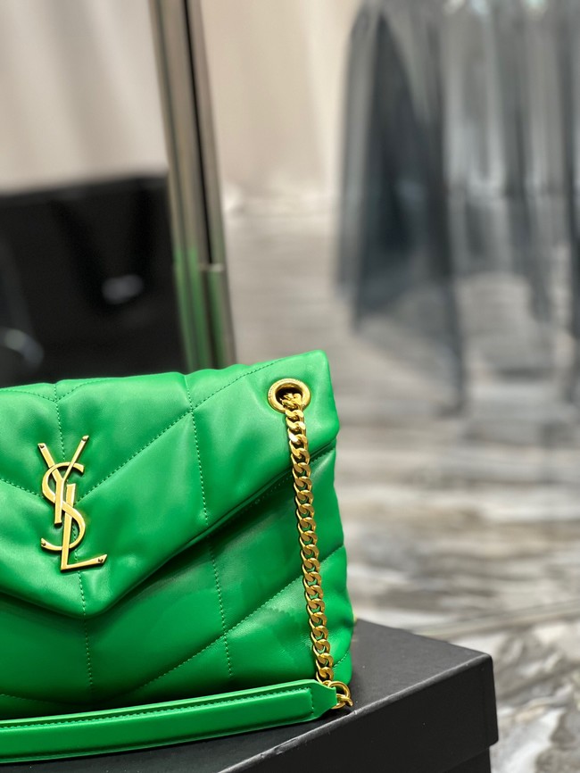 Yves Saint Laurent PUFFER SMALL CHAIN BAG IN QUILTED LAMBSKIN 5774761 EMERALD GREEN