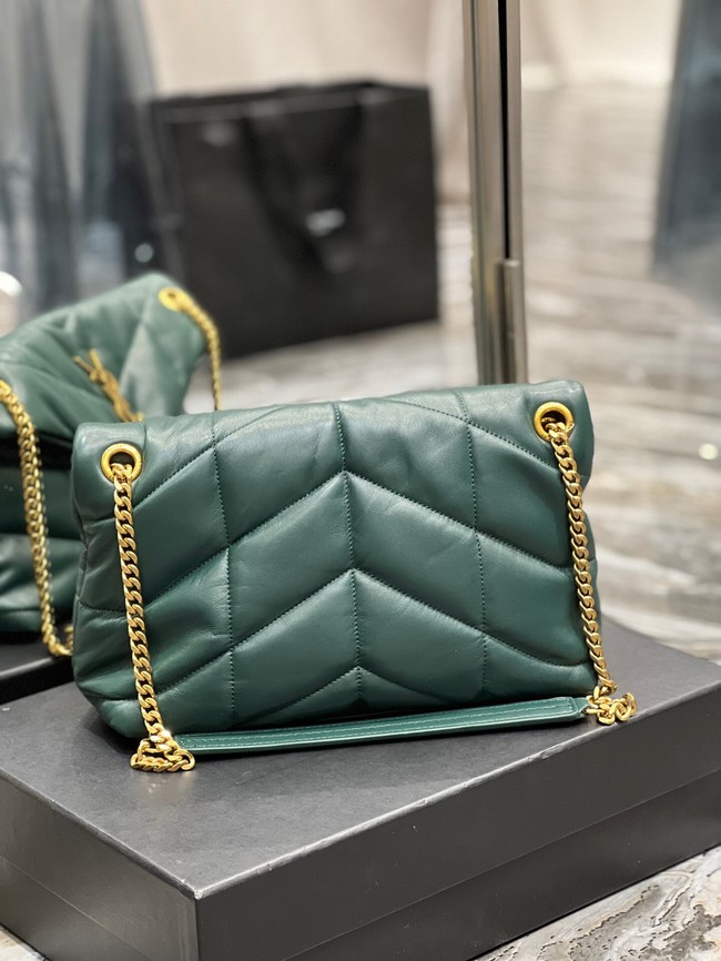 Yves Saint Laurent PUFFER SMALL CHAIN BAG IN QUILTED LAMBSKIN 5774761 blackish green