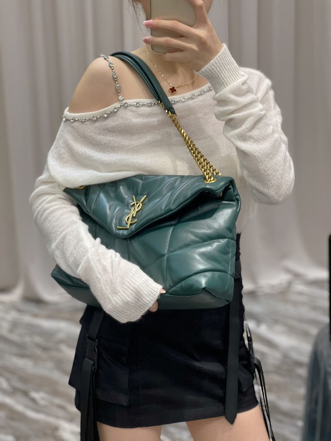 Yves Saint Laurent PUFFER SMALL CHAIN BAG IN QUILTED LAMBSKIN 5774761 blackish green