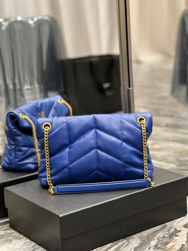 Yves Saint Laurent PUFFER SMALL CHAIN BAG IN QUILTED LAMBSKIN 5774761 blue