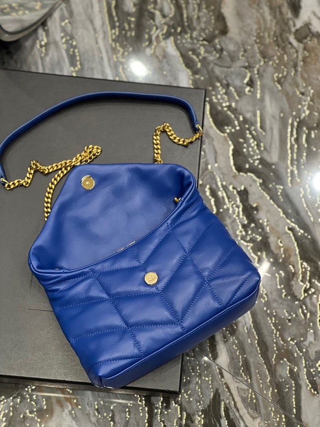 Yves Saint Laurent PUFFER SMALL CHAIN BAG IN QUILTED LAMBSKIN 620333 blue