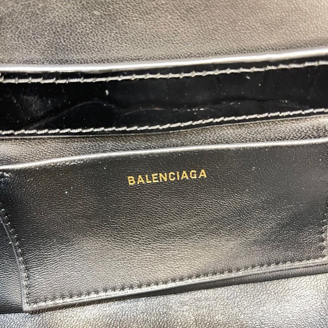 Balenciaga LINDSAY CROCODILE EMBOSSED SMALL SHOULDER BAG WITH STRAP 6009 black