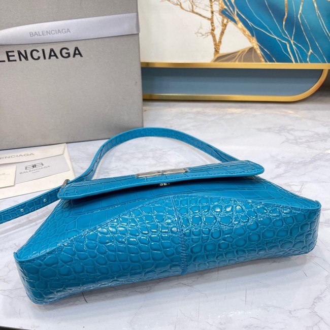 Balenciaga LINDSAY CROCODILE EMBOSSED SMALL SHOULDER BAG WITH STRAP 6009 blue