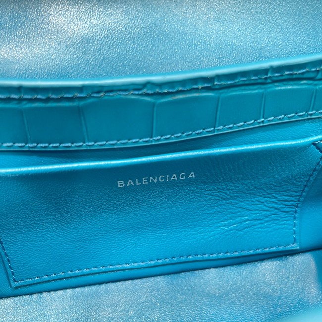 Balenciaga LINDSAY CROCODILE EMBOSSED SMALL SHOULDER BAG WITH STRAP 6009 blue